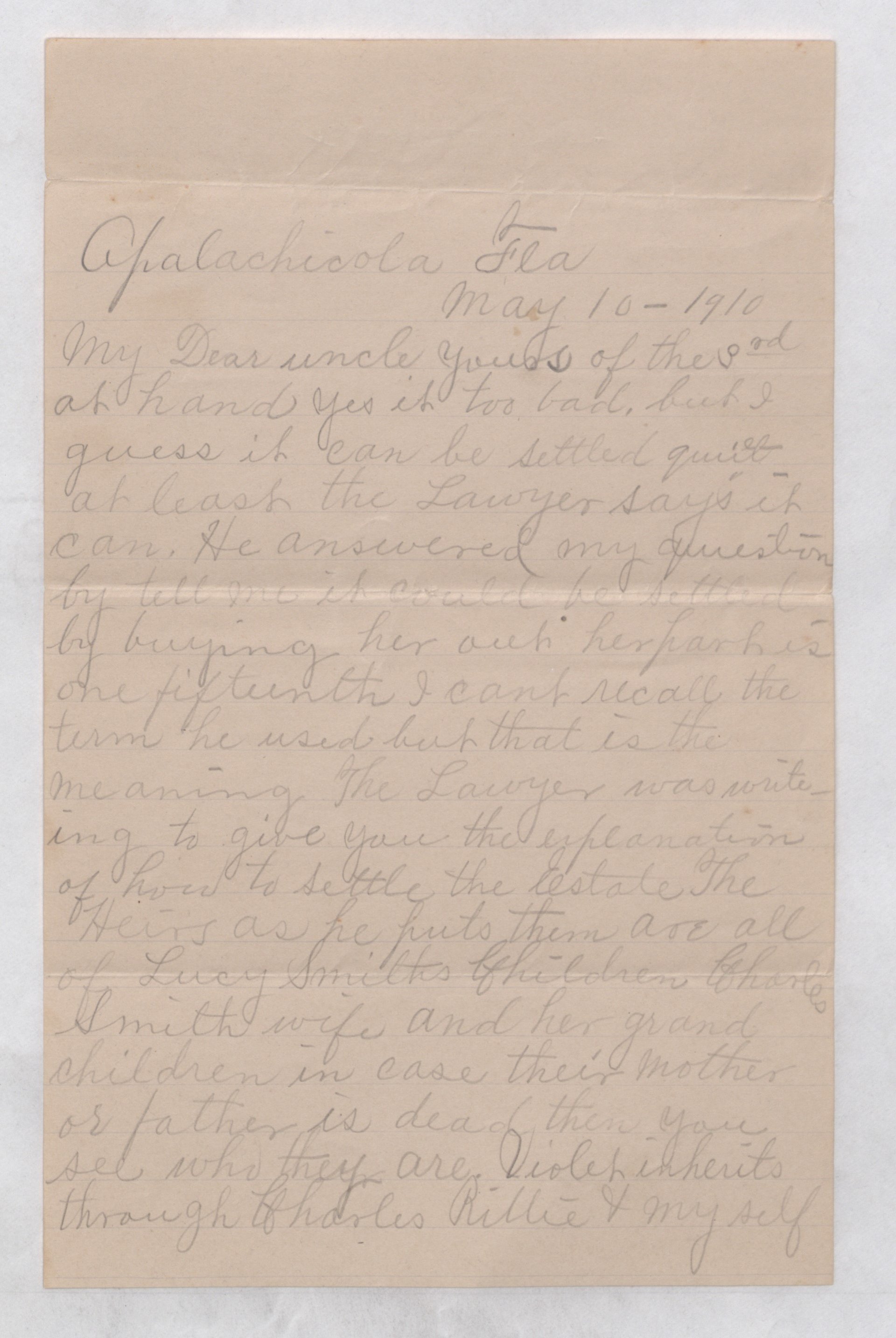 Brief von Hunter an Smith